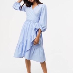 Loft Blue and White Striped Wrap Dress size 6
